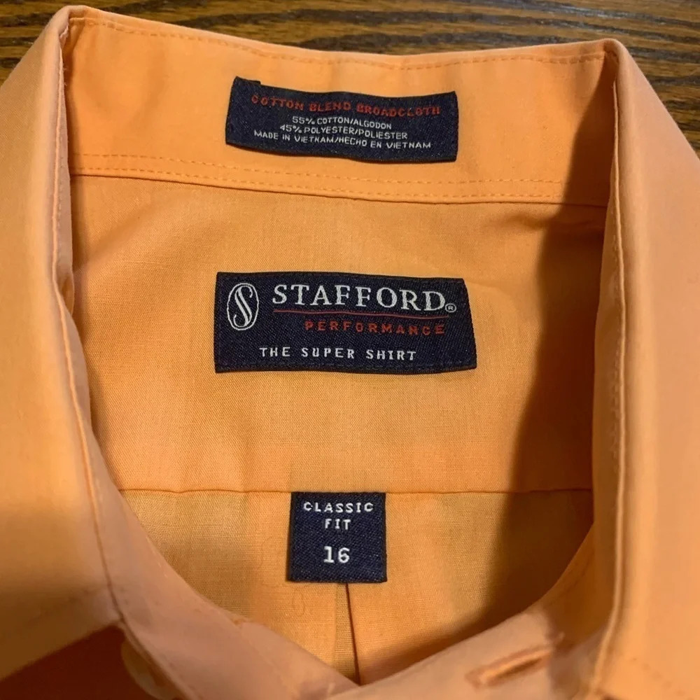 Stafford Classic Fit men’s button up short sleeve dress shirt size 16 - Picture 3 of 9